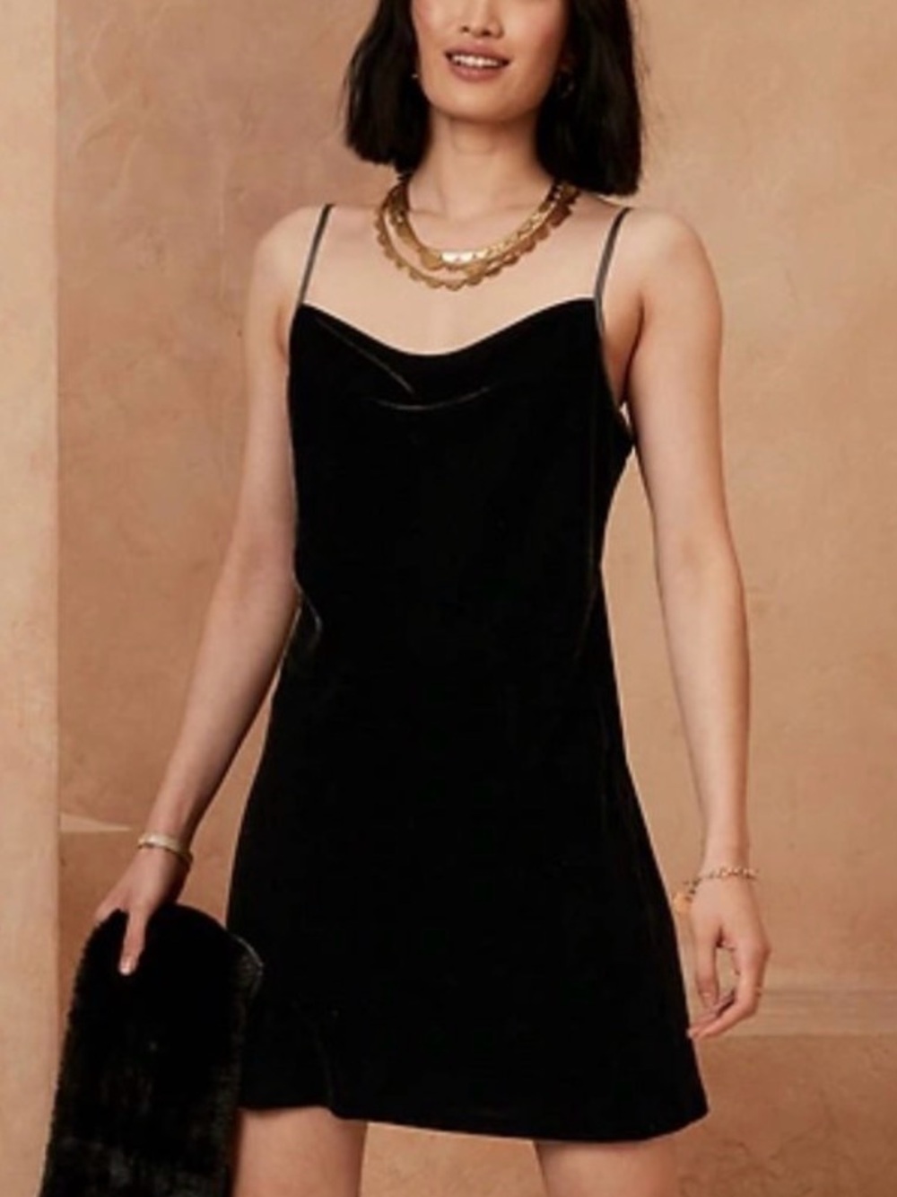 Banana Republic Black Velvet Slip Cami Dress